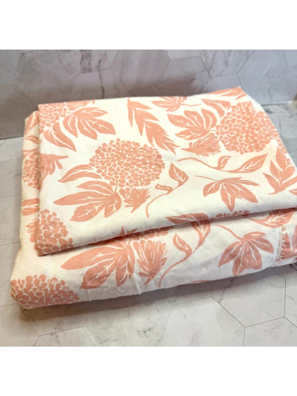 Opalhouse Sublime Floral Coral Full Flat Sheet & 1 Pillow Case Cotton 79x96”